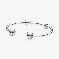 S925 Sterling Silver Moments Open Bangle,Fit Pandora Charms