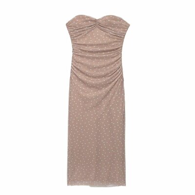 Elegant tulle printed bandeau dress
