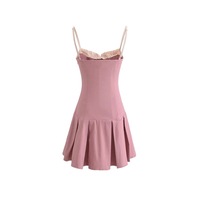 Lace patchwork contrast color suspender dress - Thumbnail 1