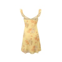V-neck ruffled hem dress with chest ties - Thumbnail 1