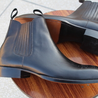New Handmade Men Black Calf Leather Chelsea Boots  - Thumbnail 3