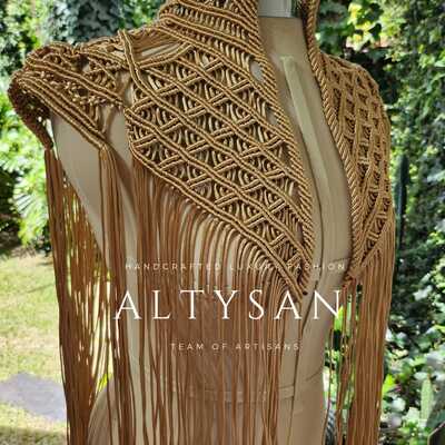 Boho cape, festival outfit, burningman outfit, macrame vest.
