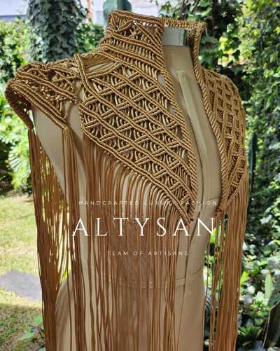 Boho Cape, Festival Outfit, Burningman Outfit, Macrame Vest.