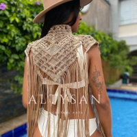 Boho Cape, Festival Outfit, Burningman Outfit, Macrame Vest. - Thumbnail 4