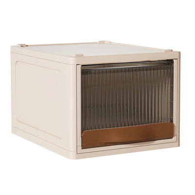 16.5l stackable storage bin plastic drawer with lid closet organizer two ways opening storage box for closet kitchen living room bedroom-white-white