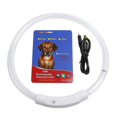 Usb rechargeable led dog collar multi-color lighting dog safety collar cuttable length glow dog collar for small medium large dog night walking-70cm