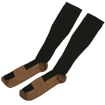 Unisex copper compression socks women man durable hose graduated support socks for running nursing shin splints edema swelling recovery-black-small