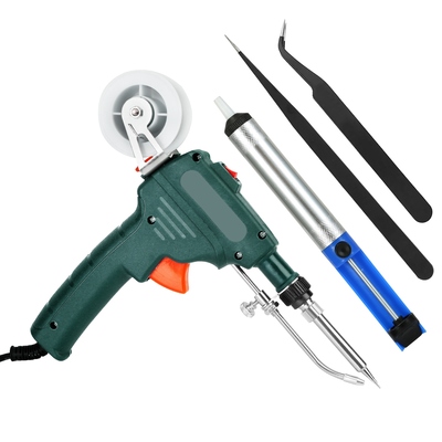 Soldering iron gun kit 5 in 1 automatic hand-held 60w soldering feed welding tool w/ bracket desoldering pump for circuit-board welding repair diy