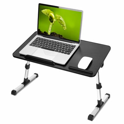 Foldable Laptop Stand - Adjustable Height & Angle, Perfect for Bed, Sofa, Floor - Ideal for Reading, Breakfast - Dorm Room Essential-Black-Large