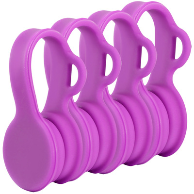 4packs magnetic cable clips magnet earphone wrap cord organizer holder soft silicone for headphones usb cable bookmark ties-purple