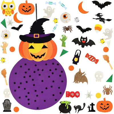 2.8ft halloween felt pumpkin witch 51pcs felt pumpkin witch hanging decor ornaments kits halloween gift for toddlers