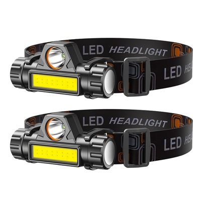 2 packs rechargeable headlamp ipx4 waterproof headlight flashlight hand-free head torch for fishing camping hiking running