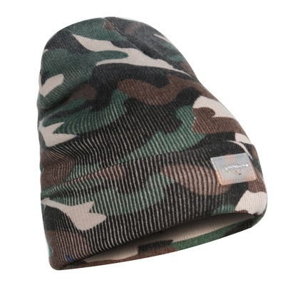 Unisex 5 LED Knitted Beanie Winter Warm Hat Camping Jogging Running Cap Headlamp-Camouflage