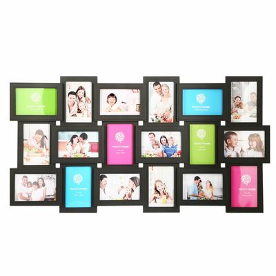 12/18 collage photo frames | 4"x6" | glass protection | wall mount | home decor-black-18pcs