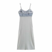 Street Fashion Spliced ​​Midi Sling Dress - Thumbnail 1