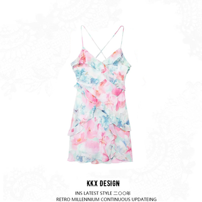 Tiered embellished print mini dress - Thumbnail 5