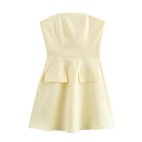 Fashion short tube top dress with pockets - Thumbnail 2