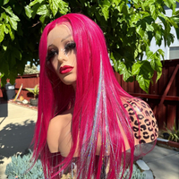 HOT PINK WITH GLITTER SYNTHETIC  LACE FRONT WIG - Thumbnail 1