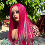 HOT PINK WITH GLITTER SYNTHETIC  LACE FRONT WIG-1