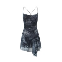 Sexy back cross strap hollow halter dress - Thumbnail 2