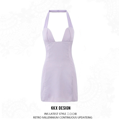 Sexy waist halter neck suspender dress - Thumbnail 5