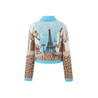 Lapel Single Breasted Long Sleeve Knit Sweater - Thumbnail 1