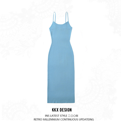 V-neck knitted hottie suspender dress - Thumbnail 4