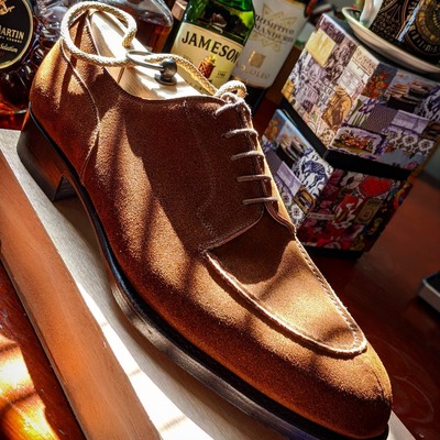 Handmade men brown suede leather oxford lace up dress shoes
