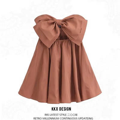 Sexy bow-decorated halter-back dress - Thumbnail 4