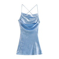 Blue glitter collar satin suspender skirt - Thumbnail 1
