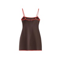 Hemmed color matching hot girl slim elastic bottom suspender dress - Thumbnail 1