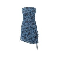 Side drawstring pleated tie irregular hip skirt - Thumbnail 2