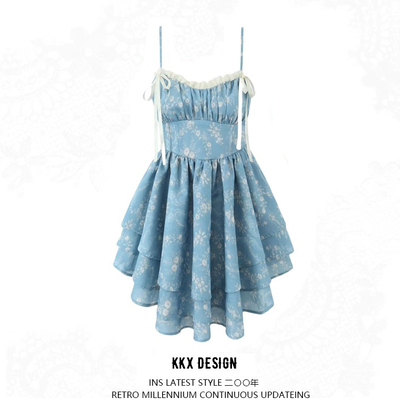 V-neck lace trim dress - Thumbnail 3