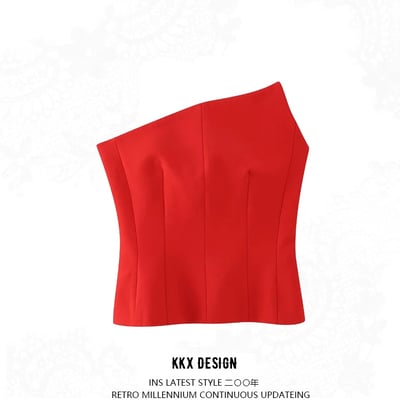 Solid asymmetric bodycon tube top