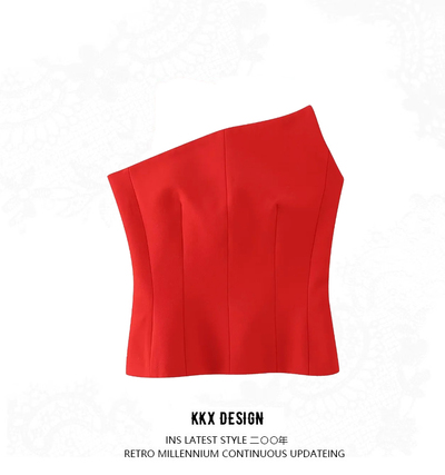 Solid Asymmetric Bodycon Tube Top