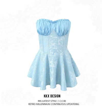 Splice waist hot girl puffy A-line short skirt