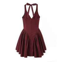 Halter Neck Suspender Dress Hot Girls Backless Puffy Mini Dress - Thumbnail 1