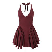 Halter Neck Suspender Dress Hot Girls Backless Puffy Mini Dress - Thumbnail 2