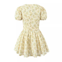 Puff Sleeve Mini Skirt French Deep V Sexy Short Princess Skirt - Thumbnail 1