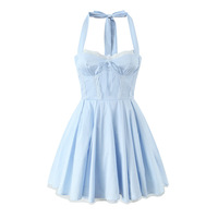 Lace waist short dress sexy slim halter neck mini skirt - Thumbnail 2