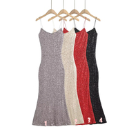 Sequined suspender dress Midi-length hip skirt - Thumbnail 1