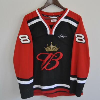 Dale jr. chase authentic nascar hockey style jersey - men's/unisex - size medium red/white/black