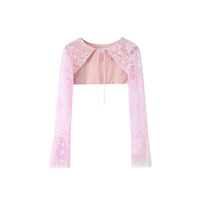 Pink lace suspender dress cape two piece hottie suit - Thumbnail 3