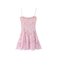 Pink lace suspender dress cape two piece hottie suit - Thumbnail 4