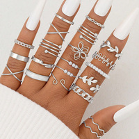  Women Vintage Geometric Ring Set Charm Finger Ring Female Boho Jewelry   - Thumbnail 2