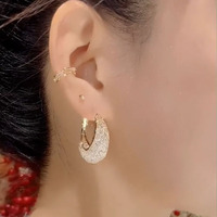  Luxury Exquisite Party Engagement Wedding Dangle Earrings Fashion Gold Color Metal Hollow Mesh Earrings for Women - Thumbnail 2