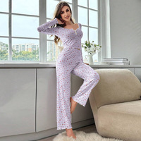 sexy leisure fashion pajamas two-piece suit women's home wear suit  - Thumbnail 3