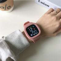  Silicone Electronic Wristwatch Watch Led Digital Sports Watch For Kids Boys Girls Square Big Dial Waterproof  - Thumbnail 6