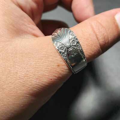 Vintage crown silverplated spoon ring