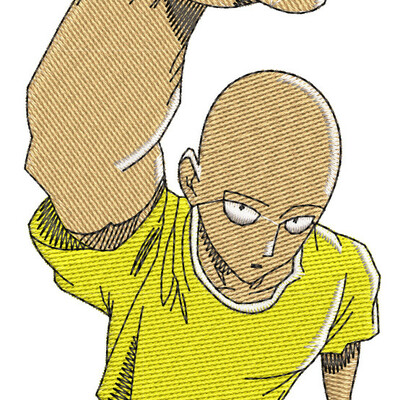 Anime embroidery pattern saitama fist bump